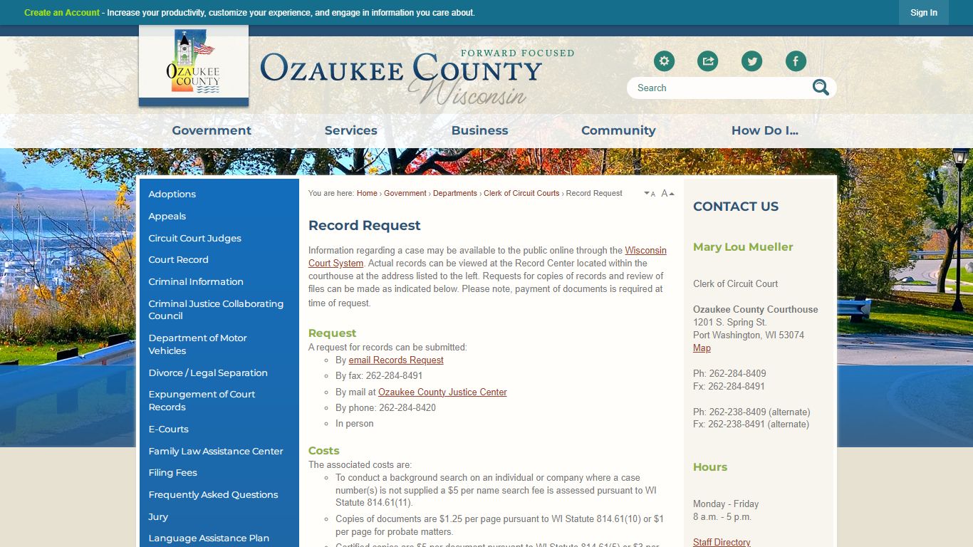 Record Request | Ozaukee County, WI - Official Website