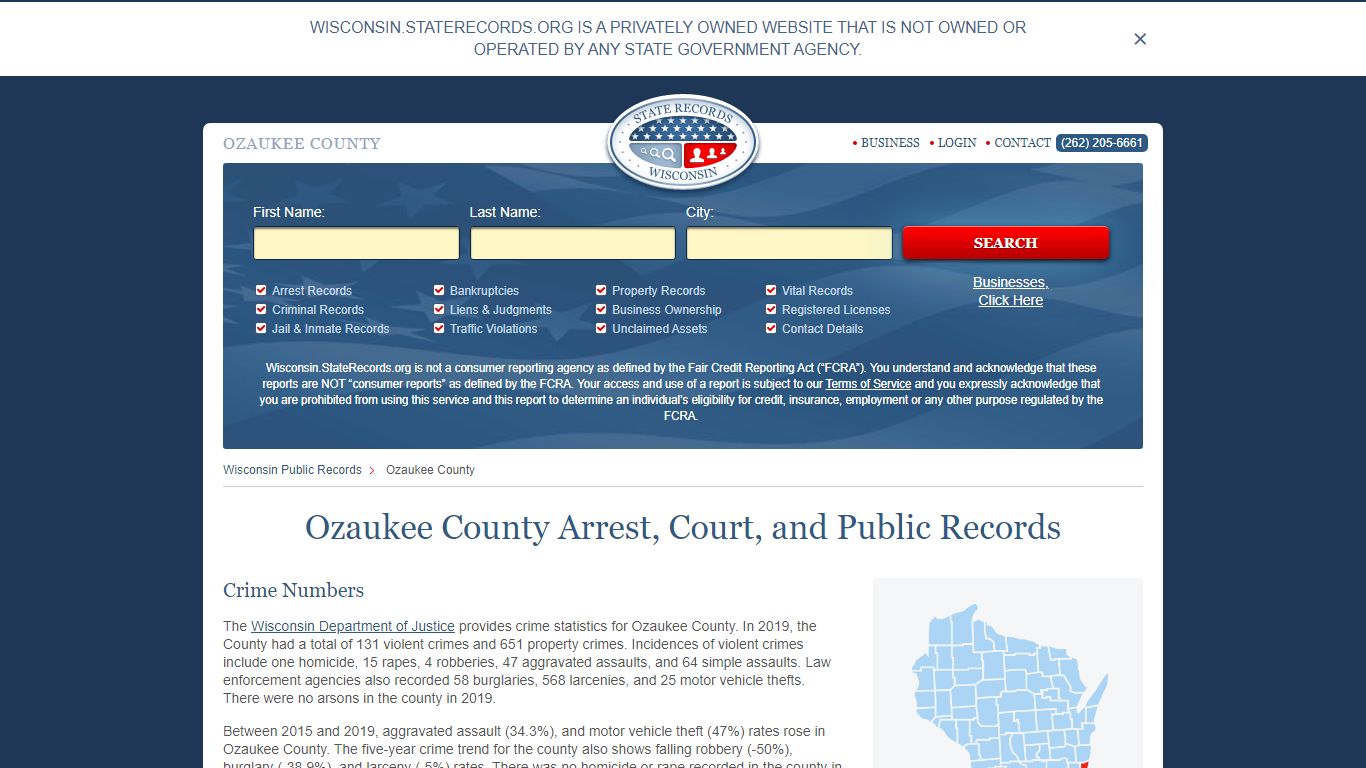 Ozaukee County Arrest, Court, and Public Records