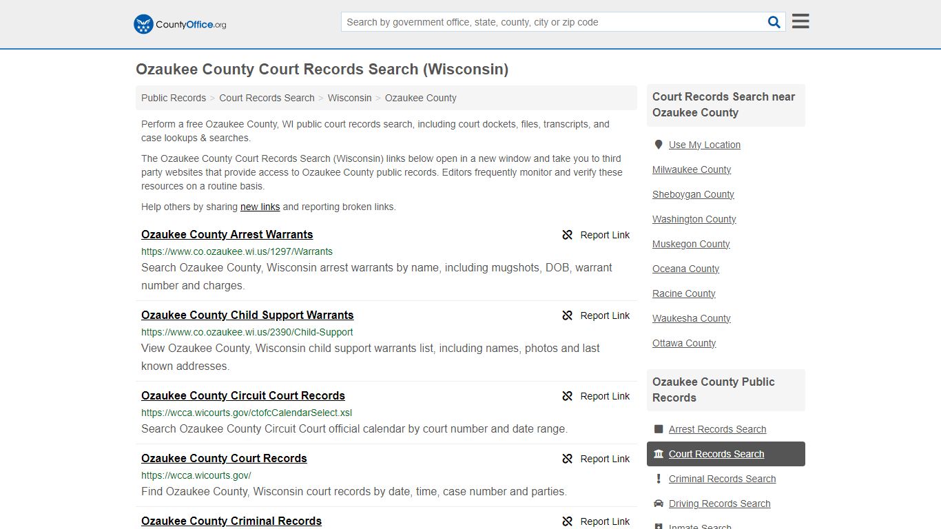 Court Records Search - Ozaukee County, WI (Adoptions, Criminal, Child ...