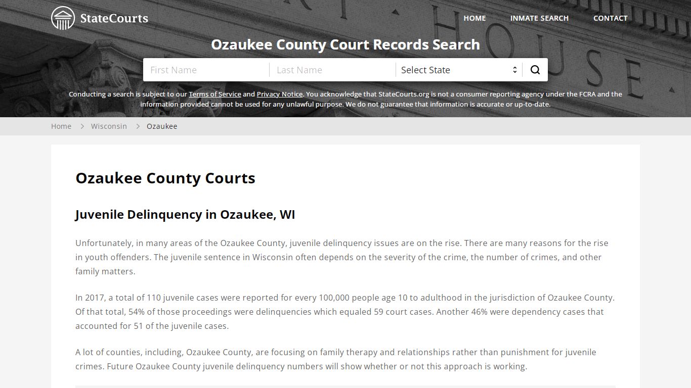 Ozaukee County, WI Courts - Records & Cases - StateCourts